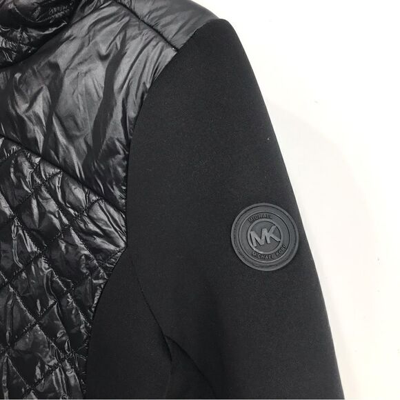 MICHAEL Michael Kors Black Quilted Scuba Side Hooded Zip Up Jacket - Picture 9 of 13
